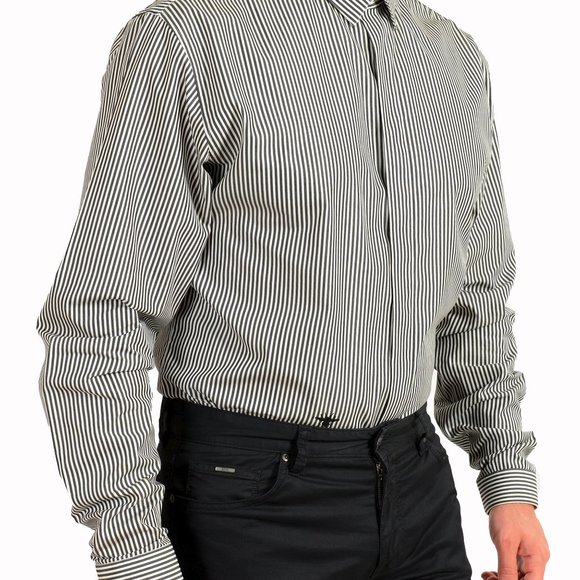 Dior Men's Striped Long Sleeve Dress Shirt US 17.5 IT 44 - Picture 5 of 16